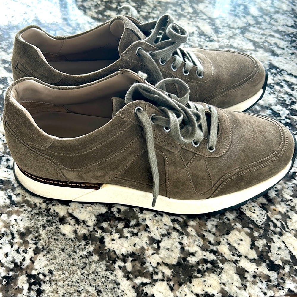 Allen Edmond Sage green suede sneakers. Size 10